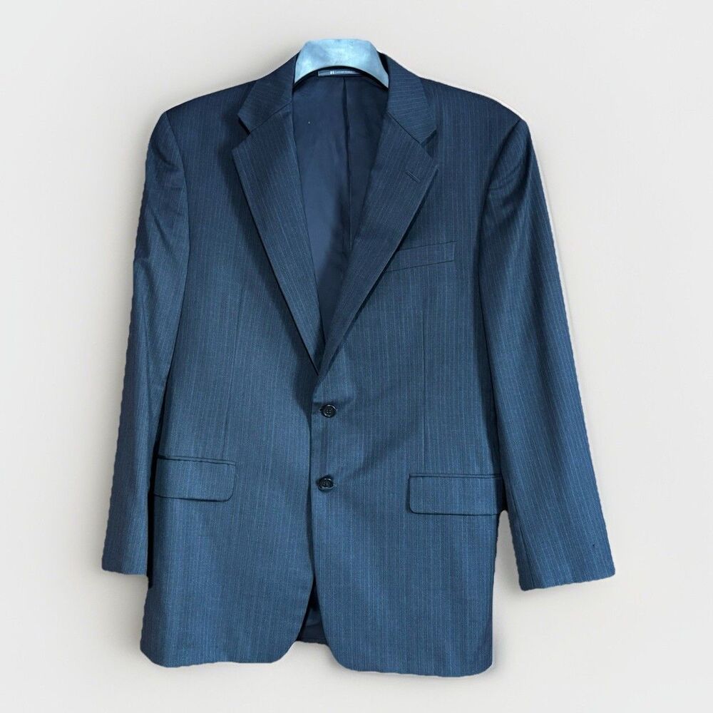 Hickey Freeman Madison Wool Blazer Jacket Sport Coat Men's 42R Gray Pinstripe